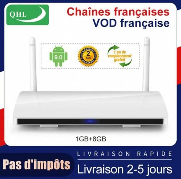 Leadcool Android tv box 9.0 Amlogic S905W Quad-Core 2GB 16GB WiFi 4K 1080P FHD H.265 France lecteur multimédia intelligent