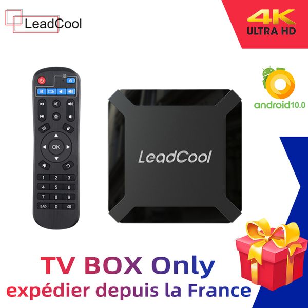 Leadcool H313 Android 10.0 Smart TV Box 4K expédié depuis la France QHD Quad Core 1G 8G 2G 16G prise en charge 2,4 GHz WiFi 1080P HD lecteur multimédia décodeur PK X96Q X96 Mini