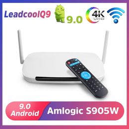 Leadcool Q9 Smart TV Box Android 9.0 Ondersteuning 2.4 GHz draadloze WiFi Amlogic S905W 4K Media Player Set Topboxes