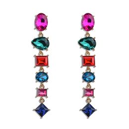 Leading Lady Fancy 2023 Vous êtes la tendance Dangle Drop Boucles d'oreilles Old Fashion Long Colorful Big Diamonds New Stylish Shape Brand Luxury Earing