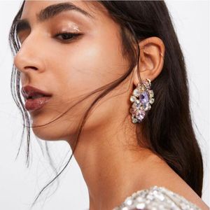Leading Lady Fancy 2023 You are the Trend Dangle Drop Boucles d'oreilles Old Fashion Big Diamonds Plating Cold Wind Shining Colorful white gem strass Stone Ladies