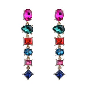 Leading Lady Fancy 2023 Vous êtes la tendance Dangle Drop Boucles d'oreilles Old Fashion Long Colorful Big Diamonds New Stylish Shape Brand Luxury Earing