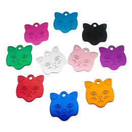 Leads 100pcs Cat Face Ligne Pet Pet Pet Cat Cats ID Tags Cat personnalisé Nom de l'animal de compagnie Téléphone No.