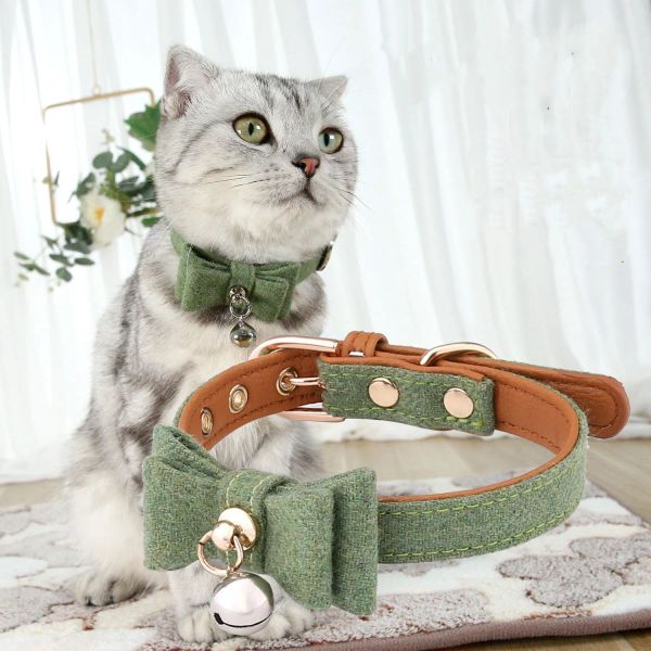 Plans Col de nœud d'arc à nœud réglable Cat chien de chien collier de cloche décorations d'animaux de compagnie à nœud