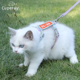 Harnais et laisse pour chat de voyage Laisse de harnais pour chat anti-fuite réglable pour chats Harnais pour chat PuppyHStyle pour la marche en plein air