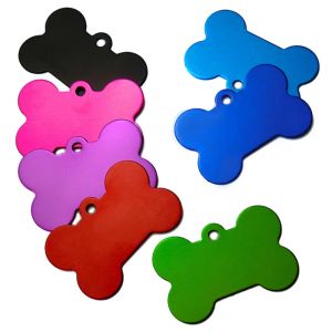 Mène en gros 100 pcs colliers de chien étiquettes d'identification nom de chat pour chiens chats animal de compagnie forme d'os étiquette gravée en aluminium concepteur animalerie accessoires