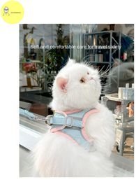 Leads Wholesale kattentouw om gebroken vesttype borstband te voorkomen, verstelbare kitten-wandelketting marionet dierbenodigdheden