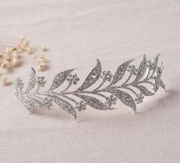 Fleurs de feuille Crystal Coiffes Bridal Pieces Alloy Po S Tiaras Couronnes de mariage Bridal Bridal Bridiy Rose Gold Silver3657310