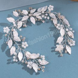 Leaf Haarband Bruiloft Haaraccessoires Parel Tiara Handgemaakte Kristallen Hoofdband Bruids Prom Crown Queen Haar Sieraden Voor Vrouwen