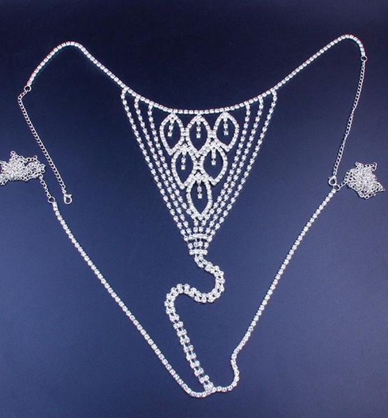 Feuille de feuilles Rhumestone string Bikini Chain Souswear for Women Sexy Body Jewelry Crystal Panties ACCESSOIRES DE LA TAILLE9759721