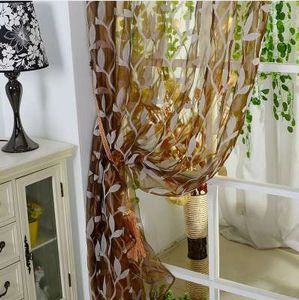 Cortina transparente de hojas, tratamiento de ventana de tul, cenefa de gasa, 1 Panel, cortinas de tela para sala de estar
