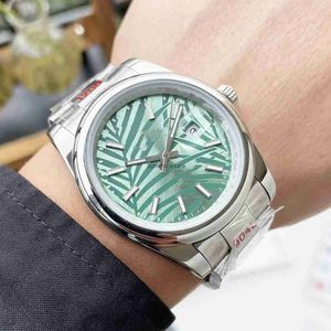 Feuille de palmier droite Palle Lao Jia Womens Mens 40 mm Log Watch Single Calendar Precision Steel Couple Watch