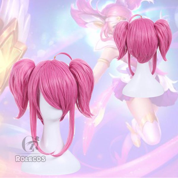 League of Legends LOL Star Guardian LUX jeu Cosplay perruque 2 queues de cheval cheveux Lolita