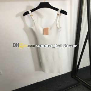 Leakback gebreide zonnejurk, sexy halter gebreide jurk, zomerafspraakje, mouwloze gebreide jurk, mouwloze katoenen gebreide kleding, slanke pasvorm, mode-jurken