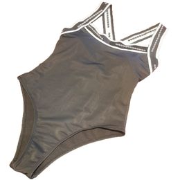 Maillot de bain à fuite taille sexy une pièce bikini lettre sangle imprimé maillot de bain maillot de bain de plage