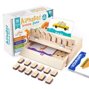 Apprentissage des jouets de la langue correspondant à lettre de bois Box Box Montesori Alphabet Lire des mots d'orthographe