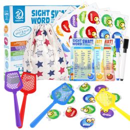 Jouets d'apprentissage 142PCS Swat a Sight Words Game Early Educational avec des stylos de sac de rangement pour 3 tout-petits Homeschool Kindergarten 230307