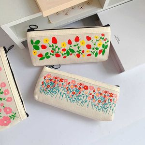 Leren speelgoed platteland retro bloem madeliefje etui canvas etui student pennenhouder benodigdheden potlood tas schooldoos etui briefpapier