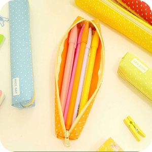 Jouets d'apprentissage mignon couleur bonbon trousse à crayons Kawaii dot toile stylo sac papeterie pochette pour filles cadeau bureau fournitures scolaires Canetas