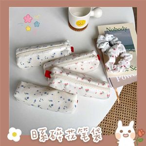 Jouets d'apprentissage mignon Kawaii fleur florale toile fermeture éclair étuis à crayons beau tissu fleur arbre stylo sacs fournitures scolaires