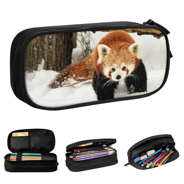 Juguetes de aprendizaje Te amo la nieve y tú Panda rojo Estuches para lápices Animal lindo Porta bolígrafos Bolsa Niños Gran capacidad Útiles escolares Estuches con cremallera R230822