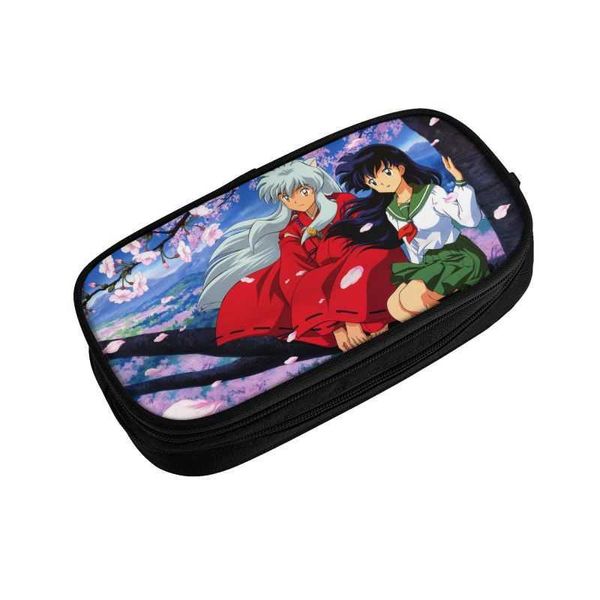 Étuis à crayons Inuyasha Kagome Higurashi, jouets d'apprentissage pour fille et garçon, grande capacité, sac à stylos démon classique de dessin animé, boîte de papeterie