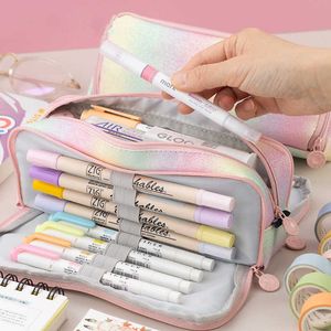 Leren Speelgoed Kawaii Etui voor Meisjes School Etui Grote Capaciteit Briefpapier Organisator Pen Box Drie Rits Zakje Kantoor Tas