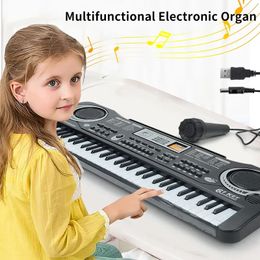 Jouets d'apprentissage Clavier pour enfants avec microphone Piano pour débutants Électronique 61 touches Claviers de jouets musicaux âgés de 3 à 12 ans 231031
