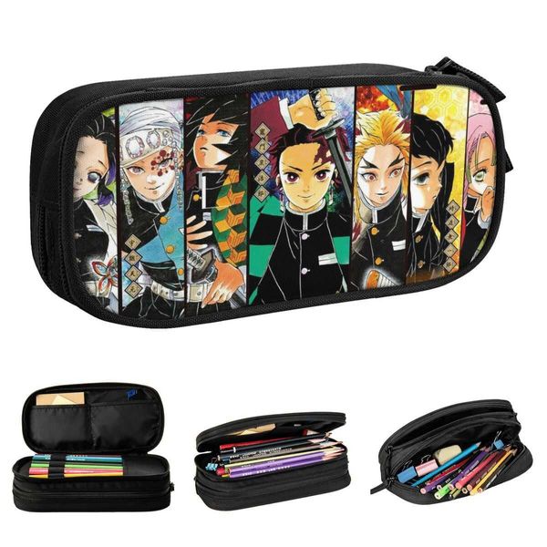 Juguetes de aprendizaje Kimestu No Yaiba Demon Slayer Estuches de lápices Moda Manga Japón Samurai Bolso para bolígrafos Niños Almacenamiento grande Útiles escolares Estuches para lápices R230822