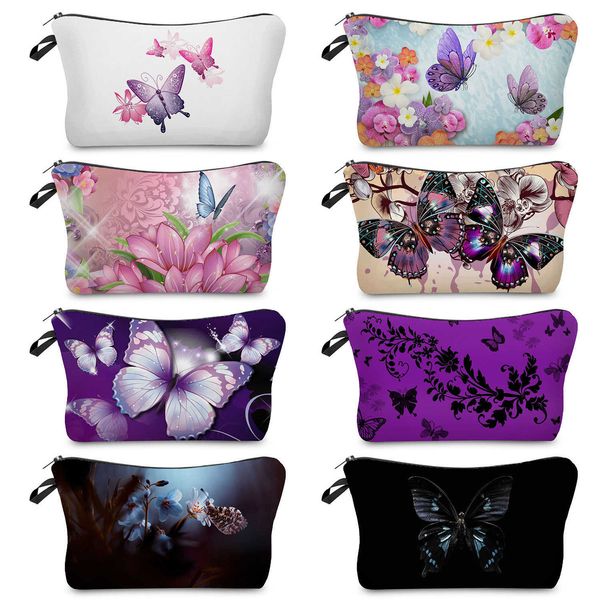 Juguetes de Aprendizaje Organizador de Maquillaje con Estampado de Mariposa Precioso Bolsas de cosméticos para Mujer de Alta Calidad Bolsa de Aseo pequeña Teavel Estuche para lápices portátil Escolar