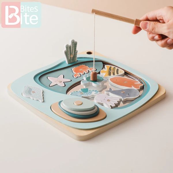 Jouets d'apprentissage miroir jouet de pêche créatif océan hippocampe tortue bébé début éducatif Montessori exercice visuel Puzzle magnétique 231201