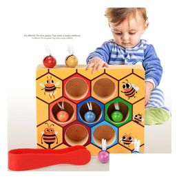 Juguetes de aprendizaje Montessori Hive Games Board 7pcs Abejas con abrazadera Diversión Recogiendo Juguete de captura Educativo Beehive Baby Kids Desarrollo Dr Dh5Qi