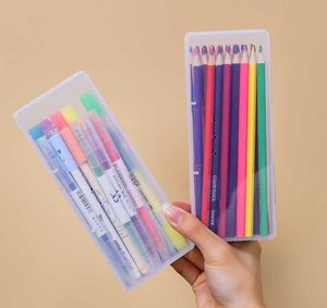 Leren speelgoed etui doos pp materiaal transprant Pen Box Pouch Briefpapier School Pen Case Supplies Potloodopslag