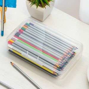 Leerspeelgoed Plastic Stationery Box Simple Transparant Frosted Student Office Storage Box Potlood Case R230822