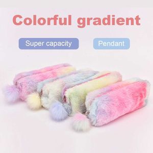 Trousse à crayons en peluche pour jouets d'apprentissage, jolie boîte à stylos de grande capacité pour filles, sac de rangement pour étudiants, fournitures scolaires et de bureau, papeterie