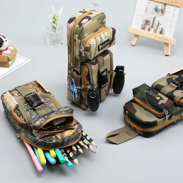 Juguetes de aprendizaje Punto derecho Estuche de lápices de camuflaje Bolsa de bolígrafo linda Cremallera Útiles escolares para niños Bolsa Kawaii Caja de bolígrafo Suministros de regreso a la escuela R230822