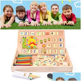 Leren speelgoed Houten wiskunde Baby Educatief klok Cognitiespeelgoed met schoolbordkrijt Kinderen Educatief Drop Delivery Geschenken Onderwijs Dhqdj