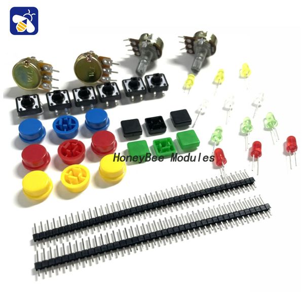 Learning Universal Parts Kit Kit de componentes electrónicos para R3 Starter Learning Kit Resistencia LED Potenciómetro Tactile Switch fila