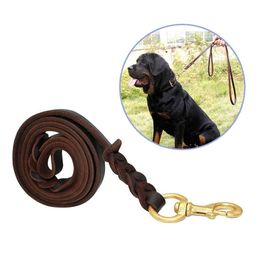 Lees 1,2 cm breedte handgemaakte gevlochten leer beste militaire kwaliteit zware hondenriem voor grote middelgrote kleine honden training en wandelen