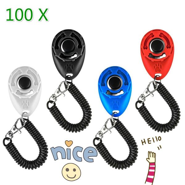 Correas 100 Uds. Entrenador de mascotas, entrenamiento para perros, Clicker, llavero con sonido ajustable y correa para la muñeca, tren para perros, clic