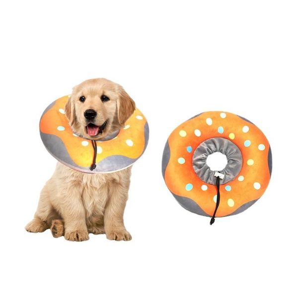 Correas, 1 unidad, collares inflables para perros, diseño de donut, anillo para el cuello, ajustable, antilamer, resistente a las mordeduras, accesorios para perros personalizados