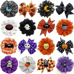 Laisses 30/50pcs Halloween chien noeud papillon amovible collier de chien chauve-souris citrouille Style chien noeud papillon collier de chien chien fleur collier chien accessoires