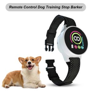 Correas Collar antiladridos Collar de entrenamiento antiladridos impermeable Pantalla LED grande Sensibilidad ajustable Modos de choque de vibración para perros