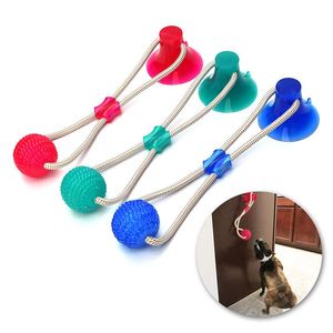 Laisses Boule à mâcher Nettoyage des dents Élasticité sûre TPR Doux Chiot Ventouse Mordre Chien Jouet Multifonction Pet Molaire Bite Chien Jouets En Caoutchouc