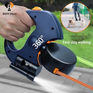 Riemen Dubbele Hondenriem 360 Graden Intrekbare Roulette Leash Huisdier Wandelen Lood Outdoor Effen 3M Lange Lijnen Voor twee Honden