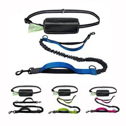 Laux Handles Hands Free Dog Lance Sac Souche de taille Running Walking Pet Dog Collar Lungee Reflective Double Handle Control Control Dog Lash Brope