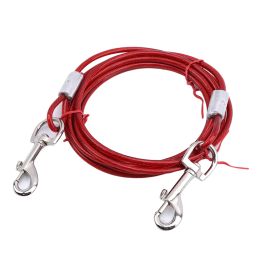 Lees van hoge kwaliteit 5 mm*3m verlengen staaldraadhonden touwketen Dubilend honden Leibende kabel dubbele koppen metalen haken lood