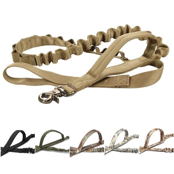 Laisses Laisse de chien élastique tactique militaire avec poignée laisse de chien à dégagement rapide pour animaux de compagnie corde chien en cours d'exécution laisse d'entraînement accessoires pour chiens