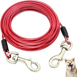 Correas Cable para atar perros para perros de hasta 125 libras 3 m 5 m 10 m Cable de acero para perros al aire libre con gancho grande fuerte Correa para perros de acero inoxidable