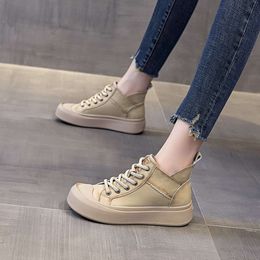 Cuir A Autumn 2024 Soft Soft authentical Trendy New Voly Voly Sports and Lanking Board High Top Single Single Chaussures 497 UTUND